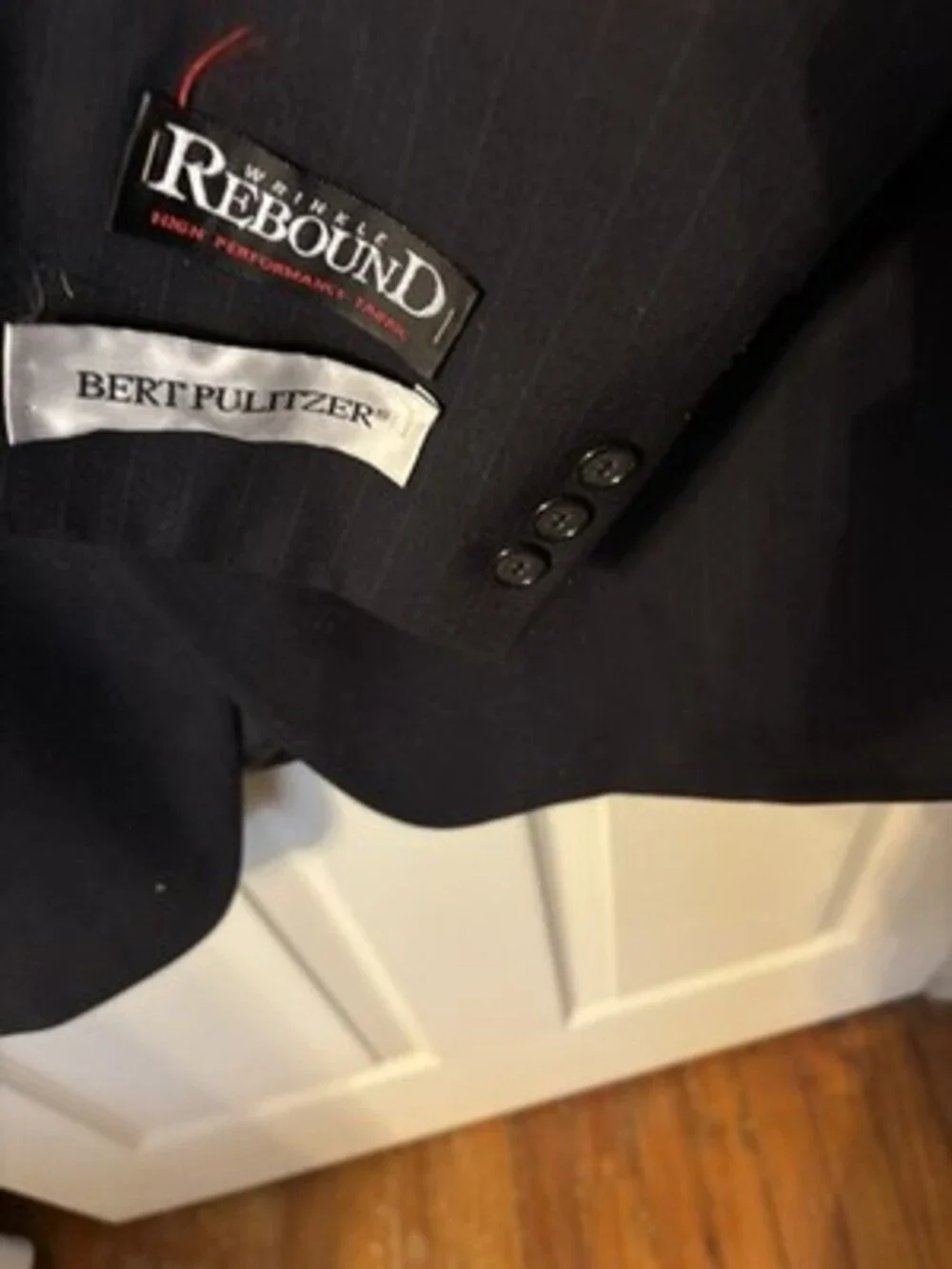 Bert Pulitzer Blazer Mens 44L Black Pinstripe Suit Jacket NWT Classic 2 Button